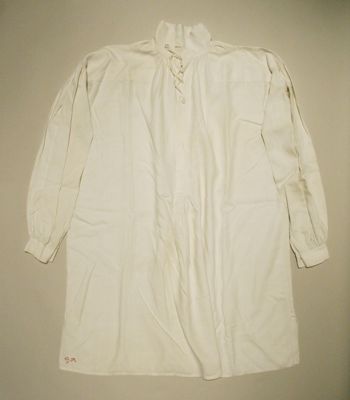 Cream Linen Cotton Smock Shirt with Standing Collar
