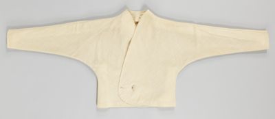 Cream Linen Dolman Sleeve Jacket with Yellow Pinstripes