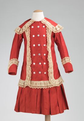 Deep Red Cotton Fit and Flare Child's Dress
