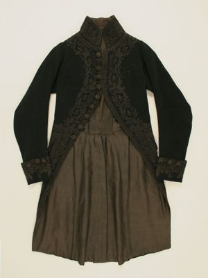 Dark Green Wool Military Tailcoat with Silk Embroidery