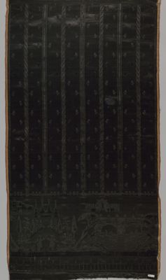 Dark Green Silk Velvet Skirt Panel