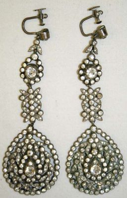 Silver Paste Stone Chandelier Earrings