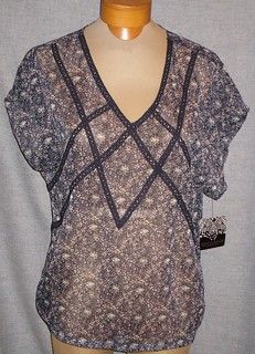 Purple Floral Cotton Peasant Tunic Top