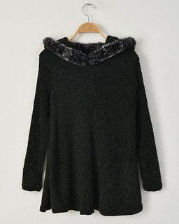 Forest Green Oversized Wool Blend Hooded Sweater