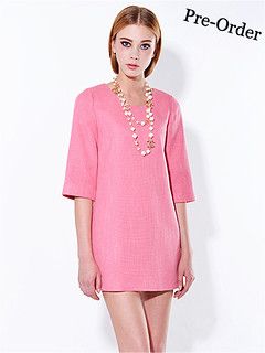 Coral Pink Cotton Blend Pencil Micro Sheath