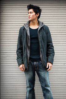 Charcoal Gray Cotton Blend Hooded Micro Blazer