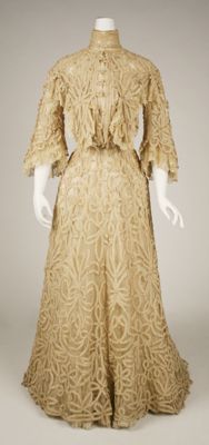 Champagne Silk Damask Brocade Fit and Flare Dress