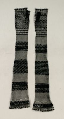 Black Gray Cream Silk Evening Mitts