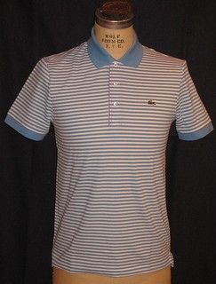 Navy White Striped Cotton Polo Shirt