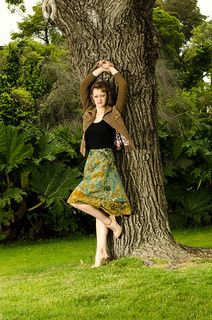 Teal Gold Black Cotton Flare Dirndl Skirt