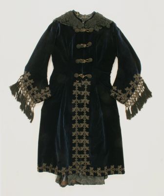 Forest Green Silk Velvet Robe with Gold Braiding