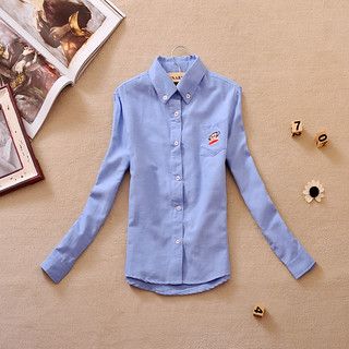 Light Blue Cotton Chambray Fitted Shirt