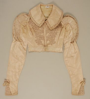 Cream Silk Spencer Jacket with Puffed Sleeves