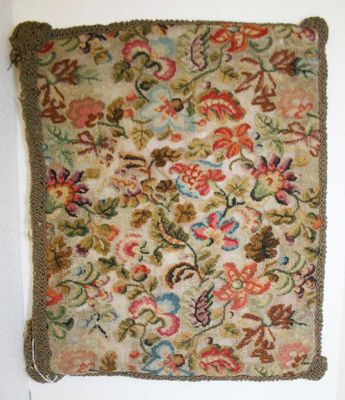 Embroidered Wool Drawstring Bag with Silk Details