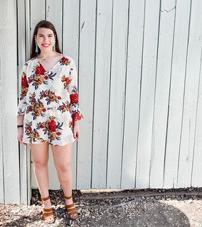 Cream Cotton Floral Mini Jumpsuit