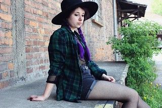Oversized Cotton Flannel Check Shirt Dark Tartan