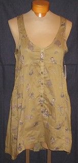 Olive Green Cotton Blend Drop-Waist Tunic Dress