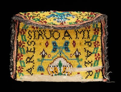Multicolored Glass Beaded Silk Coin Purse