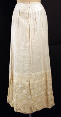 Cream Cotton A-Line Underskirt with Lace Trim