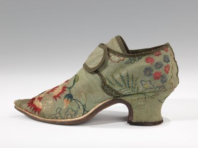 Sage Green Silk Brocade Court Shoes