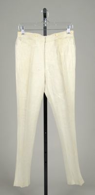 Cream Cotton Twill Military Dress Trousers