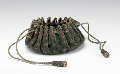 Olive Green Silk Brocade Gaming Purse