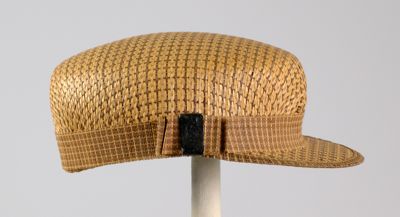 Golden Straw Boater Hat with Flat Crown