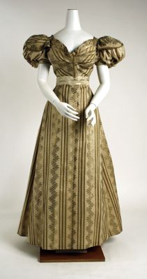 Olive Green Silk Brocade Bustle Ball Gown