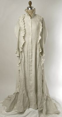 Ivory Cotton Lawn Negligée with Ruffled Trim