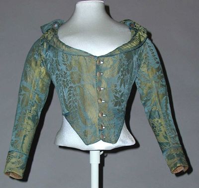 Sage Green Silk Brocade Caraco Jacket