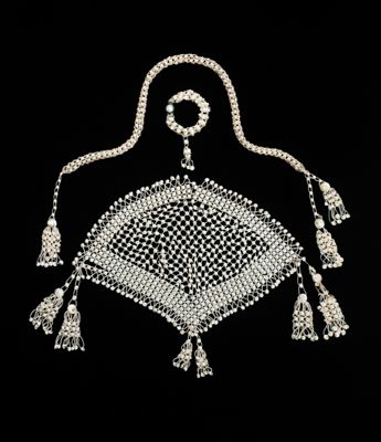 Cream Shell Beaded Reticule with Tassels