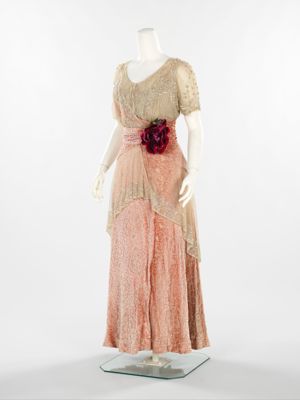 Cream Silk Chiffon Tiered Evening Gown