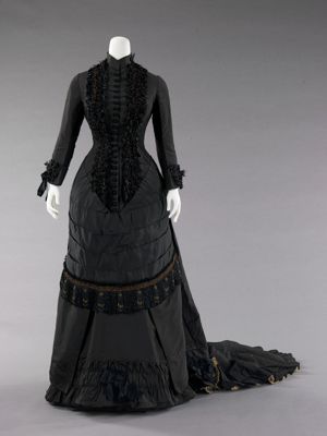 Black Silk Taffeta Bustle Dinner Dress