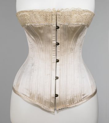 Cream Silk Satin Wasp-Waisted Corset