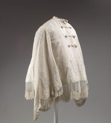 Cream Silk Brocade Cape Evening Coat