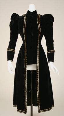 Black Silk Velvet Fitted Walking Jacket