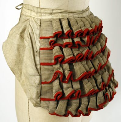 Cream Cotton Bustle Pad with Red Silk Ribbon