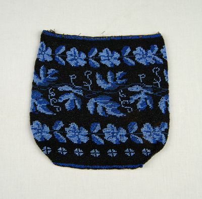 Navy Blue Glass Beaded Drawstring Pouch
