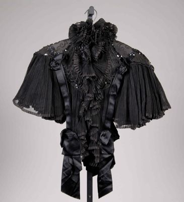 Black Silk Taffeta Evening Cape