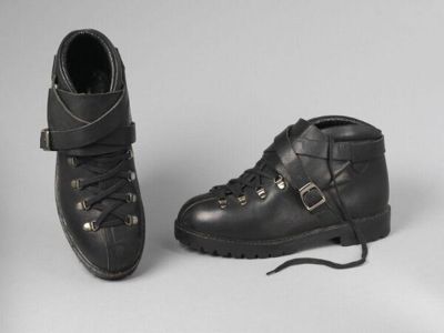 Black Leather Deconstructed Asymmetrical Ankle Boots