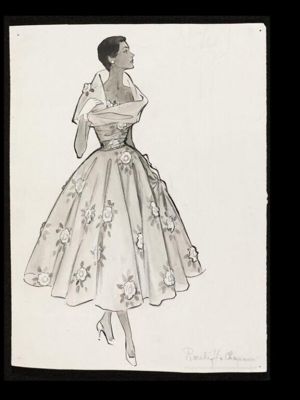 Marcel Fromenti, for <i>The Lady</i>. 1953-54. Short evening dress by Roecliff & Chapman.