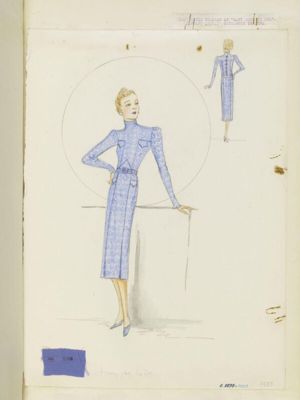 Periwinkle Blue Wool Tailored Day Dress
