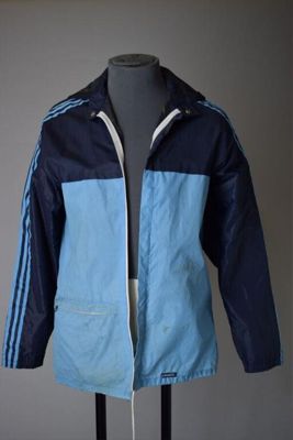 Jacket, blue and turquoise nylon, Adidas, Great Britain, 1980s.