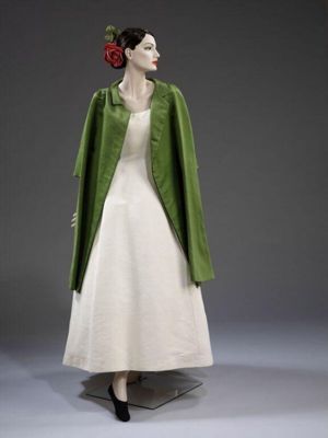 Sleeveless evening dress of ribbed cotton, designed by Cristóbal Balenciaga, made by Lajoinie, Paris, 1954