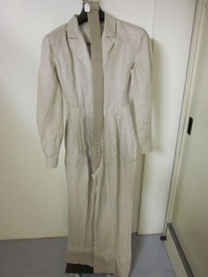 Cream Flax Linen Tailored Jumpsuit with Belt