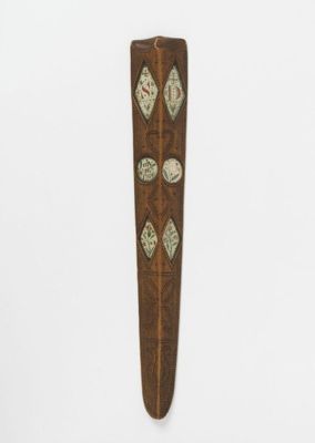 Carved Wood Stay Busk with Painted Medallions