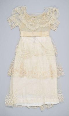 Cream Silk Net Tiered Tea Dress