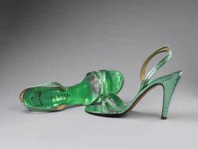 Pair of metallic sandals, designed by Roy Frowick Halston, made in Italy, 1960s
