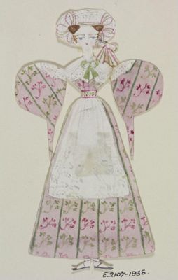 Pink Green Striped Day Dress with Apron
