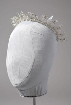 Wedding wreath of moulded glass, probably made in France, ca. 1932.